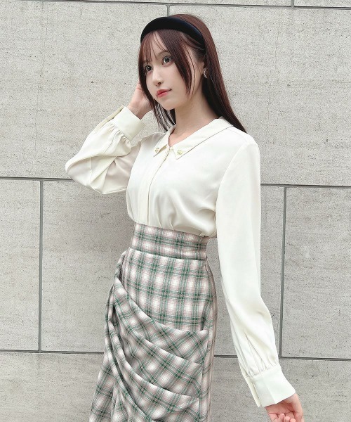 ロゴラインスカーフ付きシャツ/an another angelus ロゴラインスカーフ