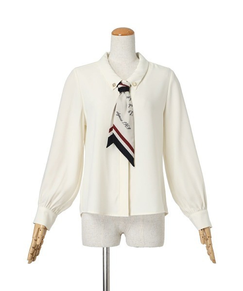 an another angelus(アンアナザーアンジェラス)の「ロゴラインスカーフ付きシャツ【セットアップ可能】(シャツ/ブラウス・レディース・オフホワイト/チャコールグレー・FREE)」の16枚目の写真