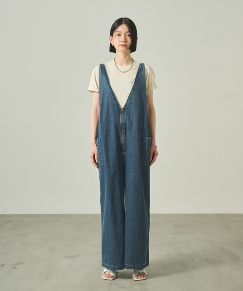kha:ki(カーキ)の「「KHA:KI / カーキ」 Vネックオーバーオール V-NECK OVERALLS(サロペット/オーバーオール・レディース・インディゴブルー/ライトインディゴブルー・1/2)」の19枚目の写真