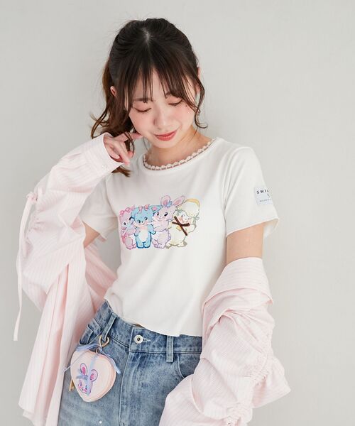 MAJESTIC LEGON（マジェスティックレゴン）の「SWIMMERコラボ キャラTシャツ（Tシャツ/カットソー・レディース・オフホワイト/ベージュ・MEDIUM）」の5枚目の写真