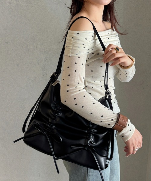 efill（エフィル）の「ルーシュ リボン ショルダーバッグ（ショルダーバッグ・レディース・ブラック/シルバー・FREE）」の22枚目の写真