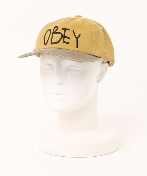 OBEY（オベイ）の「OBEY/オベイ キャップ JOT 6PANEL VELCRO BACK 100580405（キャップ・メンズ・マスタード/アイボリー・FREE）」の4枚目の写真