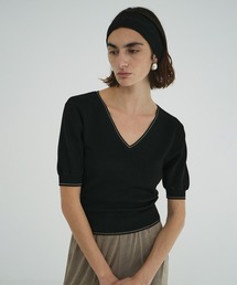 クラネ CLANE フラワー Vネック ニット 36 黒 ブラック 新品 CLANE(クラネ)｜SQUARE SLEEVE KNIT TOPS/ニット/CHARCOAL の
