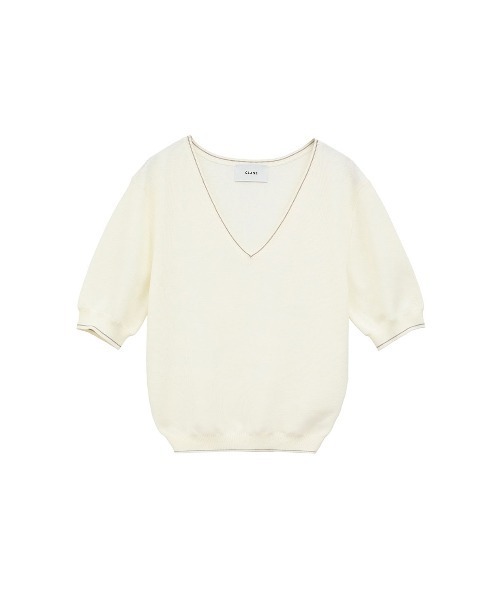 CLANE アイボリー Vネック ニット セール】LINE V NECK KNIT TOPS（ニット/セーター）｜CLANE