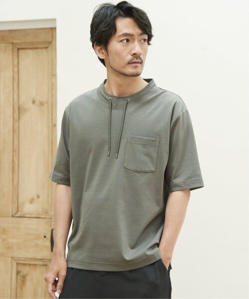 ikka(イッカ)の「【接触冷感】冷感ルーイカラー5分袖ポケT(Tシャツ/カットソー・メンズ・エメラルドブルー/グレー/チャコールグレー/ライム/ピンク・M/L/XL/S)」の10枚目の写真
