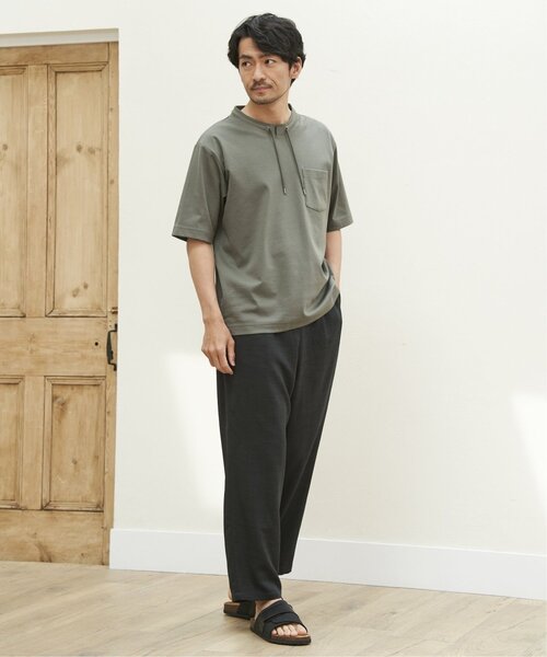 ikka(イッカ)の「【接触冷感】冷感ルーイカラー5分袖ポケT(Tシャツ/カットソー・メンズ・エメラルドブルー/グレー/チャコールグレー/ライム/ピンク・M/L/XL/S)」の9枚目の写真