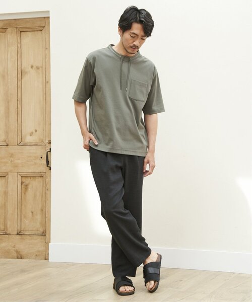 ikka(イッカ)の「【接触冷感】冷感ルーイカラー5分袖ポケT(Tシャツ/カットソー・メンズ・エメラルドブルー/グレー/チャコールグレー/ライム/ピンク・M/L/XL/S)」の8枚目の写真