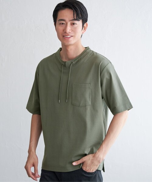 ikka(イッカ)の「【接触冷感】冷感ルーイカラー5分袖ポケT(Tシャツ/カットソー・メンズ・エメラルドブルー/グレー/チャコールグレー/ライム/ピンク・M/L/XL/S)」の21枚目の写真