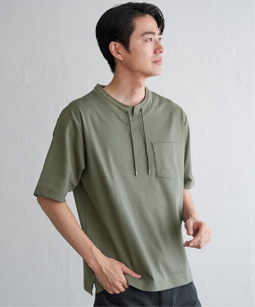 ikka(イッカ)の「【接触冷感】冷感ルーイカラー5分袖ポケT(Tシャツ/カットソー・メンズ・エメラルドブルー/グレー/チャコールグレー/ライム/ピンク・M/L/XL/S)」の22枚目の写真