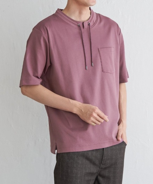 ikka(イッカ)の「【接触冷感】冷感ルーイカラー5分袖ポケT(Tシャツ/カットソー・メンズ・エメラルドブルー/グレー/チャコールグレー/ライム/ピンク・M/L/XL/S)」の5枚目の写真