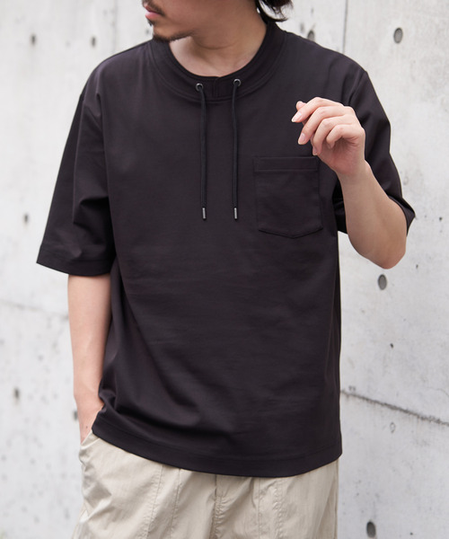 ikka(イッカ)の「【接触冷感】冷感ルーイカラー5分袖ポケT(Tシャツ/カットソー・メンズ・エメラルドブルー/グレー/チャコールグレー/ライム/ピンク・M/L/XL/S)」の1枚目の写真