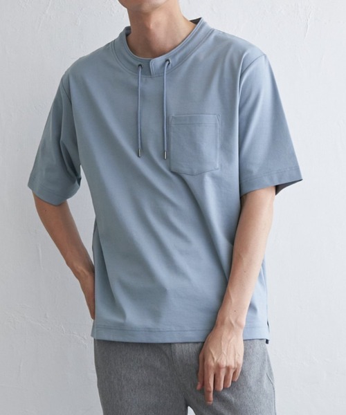 ikka(イッカ)の「【接触冷感】冷感ルーイカラー5分袖ポケT(Tシャツ/カットソー・メンズ・エメラルドブルー/グレー/チャコールグレー/ライム/ピンク・M/L/XL/S)」の4枚目の写真