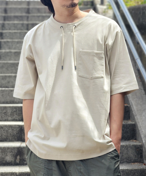 ikka(イッカ)の「【接触冷感】冷感ルーイカラー5分袖ポケT(Tシャツ/カットソー・メンズ・エメラルドブルー/グレー/チャコールグレー/ライム/ピンク・M/L/XL/S)」の6枚目の写真