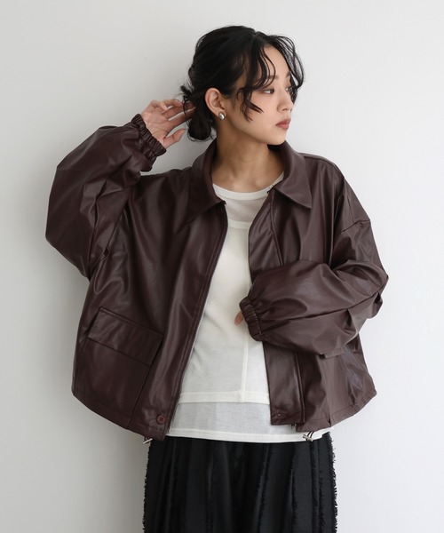 hellam（へラム）の「フェイクレザーショートブルゾン（ライダース