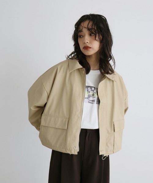 hellam（へラム）の「フェイクレザーショートブルゾン（ライダース