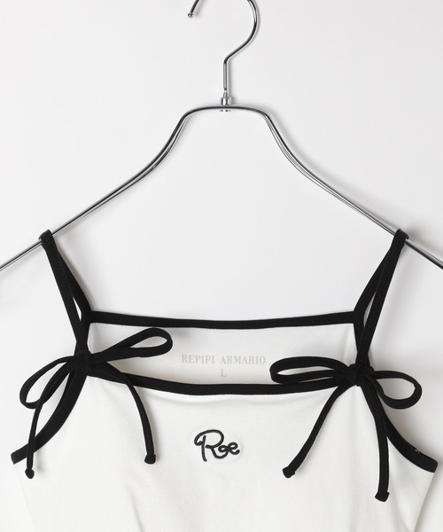 repipi armario(レピピ アルマリオ)の「【girly line】リボンツキシシュウキャミ(キャミソール・キッズ・ホワイト×レッド/ホワイト×ブラック/グレー・SMALL/MEDIUM/LARGE)」の11枚目の写真