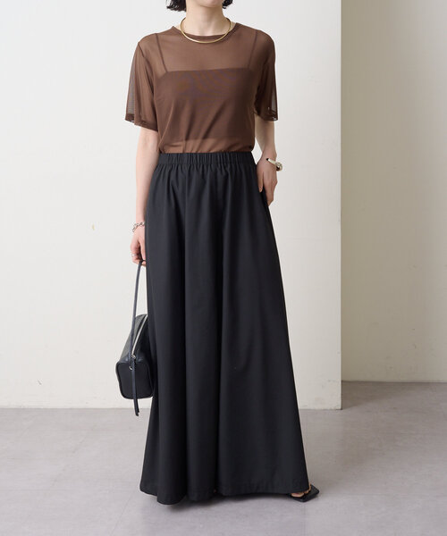 Omekashi（オメカシ）の「リラクシングフレアスカート（スカート・レディース・オフホワイト/ブラック/ブラウン・36/38）」の6枚目の写真