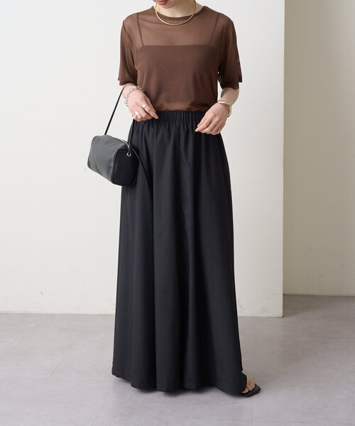 Omekashi（オメカシ）の「リラクシングフレアスカート（スカート・レディース・オフホワイト/ブラック/ブラウン・36/38）」の7枚目の写真