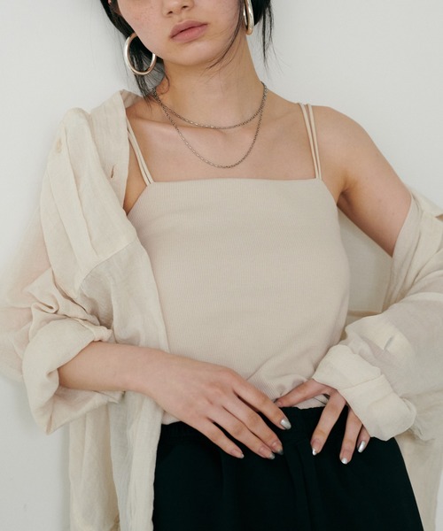 LARUTA(ラルータ)の「【LARUTA】テレコカップ付きキャミソール(キャミソール・レディース・モカ/アイボリー/ブラック・FREE)」の1枚目の写真
