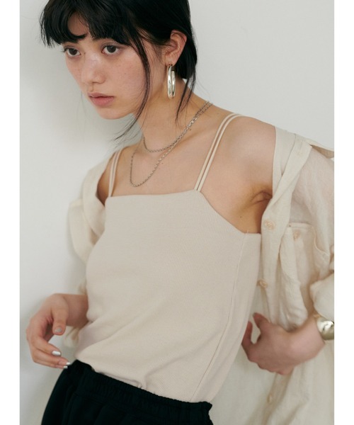 LARUTA(ラルータ)の「【LARUTA】テレコカップ付きキャミソール(キャミソール・レディース・モカ/アイボリー/ブラック・FREE)」の7枚目の写真