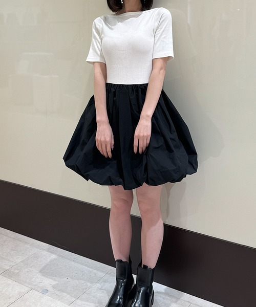 ST.ROONEY(セントルーニー)の「リブトップバルーンミニワンピース【低身長・小柄女性向け】(ワンピース・レディース・ブラック/ホワイト/ネイビー・XS)」の2枚目の写真