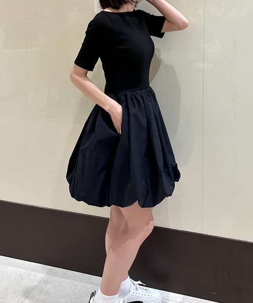 ST.ROONEY(セントルーニー)の「リブトップバルーンミニワンピース【低身長・小柄女性向け】(ワンピース・レディース・ブラック/ホワイト/ネイビー・XS)」の4枚目の写真