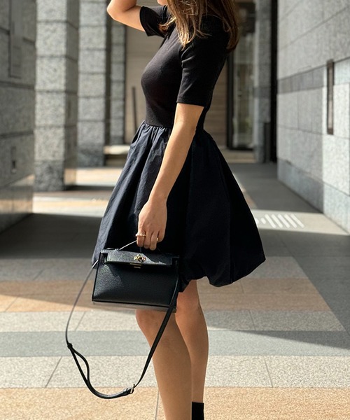 ST.ROONEY(セントルーニー)の「リブトップバルーンミニワンピース【低身長・小柄女性向け】(ワンピース・レディース・ブラック/ホワイト/ネイビー・XS)」の6枚目の写真