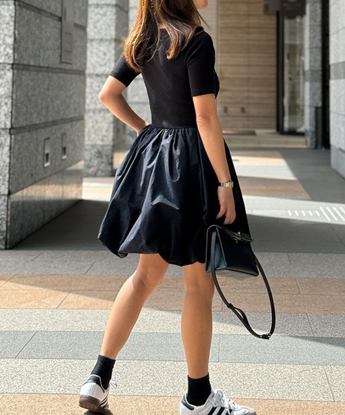 ST.ROONEY(セントルーニー)の「リブトップバルーンミニワンピース【低身長・小柄女性向け】(ワンピース・レディース・ブラック/ホワイト/ネイビー・XS)」の10枚目の写真