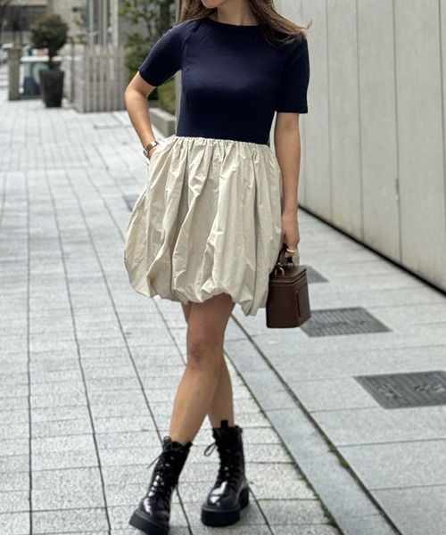 ST.ROONEY(セントルーニー)の「リブトップバルーンミニワンピース【低身長・小柄女性向け】(ワンピース・レディース・ブラック/ホワイト/ネイビー・XS)」の15枚目の写真