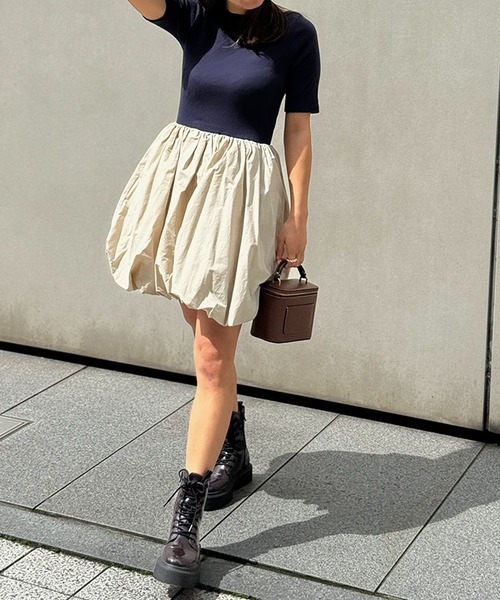 ST.ROONEY(セントルーニー)の「リブトップバルーンミニワンピース【低身長・小柄女性向け】(ワンピース・レディース・ブラック/ホワイト/ネイビー・XS)」の17枚目の写真