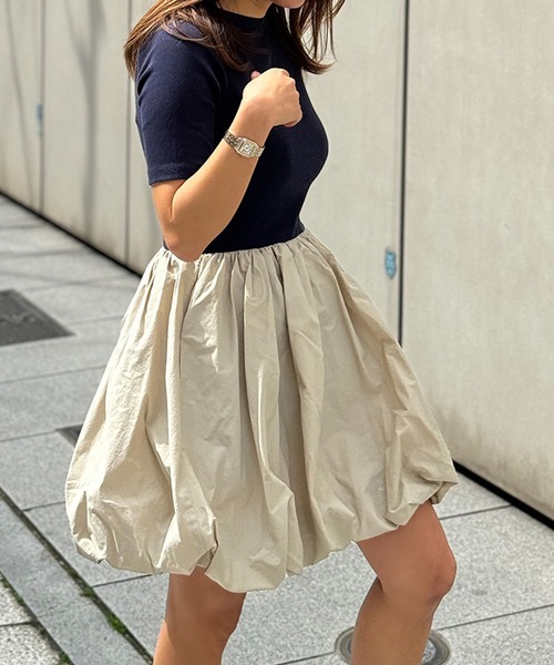 ST.ROONEY(セントルーニー)の「リブトップバルーンミニワンピース【低身長・小柄女性向け】(ワンピース・レディース・ブラック/ホワイト/ネイビー・XS)」の18枚目の写真