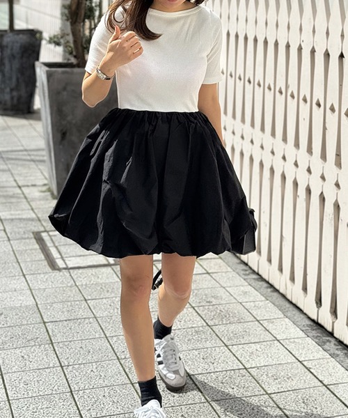 ST.ROONEY(セントルーニー)の「リブトップバルーンミニワンピース【低身長・小柄女性向け】(ワンピース・レディース・ブラック/ホワイト/ネイビー・XS)」の19枚目の写真