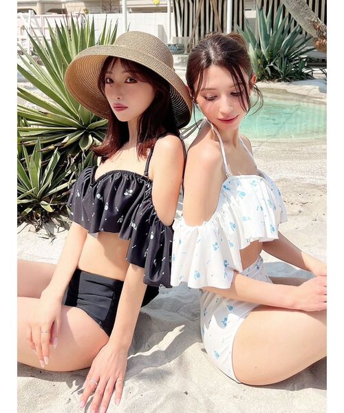 RESEXXY（リゼクシー）の「フリルデザインビキニ（水着・レディース・ホワイト/ブラック・FREE）」の16枚目の写真