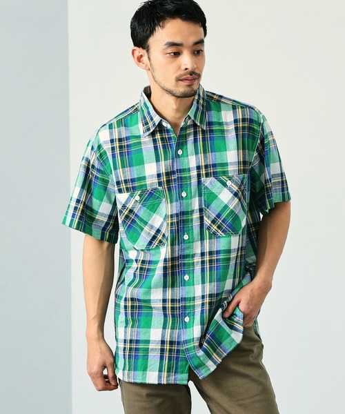 00s Eddie Bauer 短丈 チェックシャツ 半袖シャツ Eddie Bauer