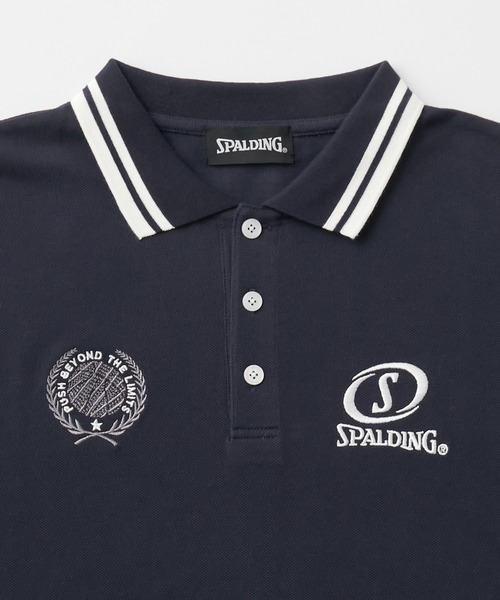 SPALDING(スポルディング)の「SPALDING/スポルディング 別注 ドロスト ロゴ刺繍 鹿の子半袖ポロシャツ(ポロシャツ・レディース・ブラック/ダークブラウン/ネイビー/ホワイト/チャコール・M/L)」の10枚目の写真