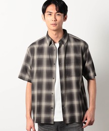 Grand PARK | [シャツ+Tシャツ　セットアイテム]アンサンブルパナマオンブレチェック半袖シャツ(シャツ/ブラウス)