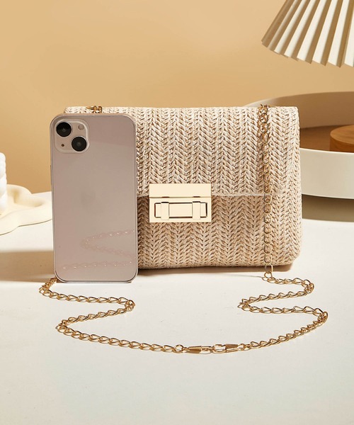 VIBGYOR（ヴィブジョー）の「FReePLACe/かご ミニ チェーンバッグ X12497（ショルダーバッグ・レディース・ホワイト/ベージュ・FREE）」の4枚目の写真