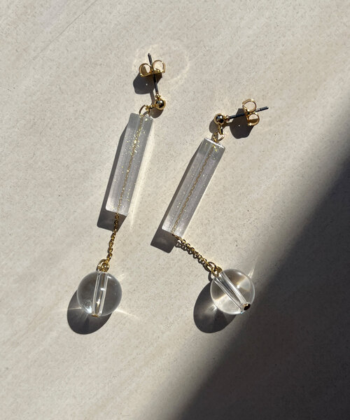【話題:水中OK色あせなし左右セット】AVARIA Cecilia ピアス クリア棒ピアス(ピアス(両耳用))|Chez toi(シェトワ)の
