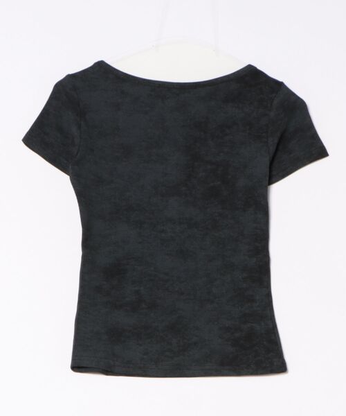 XU(エックスユー)の「【Never mind the XU】marble washed tee / 【ネバーマインド ザ エックスユー】マーブルウォッシュドヘンリーネックプリント半袖Tシャツ(Tシャツ/カットソー・レディース・ブラック/チャコール/ホワイト×グレー・ONE SIZE)」の4枚目の写真