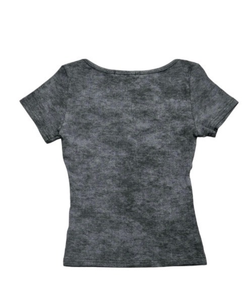 XU(エックスユー)の「【Never mind the XU】marble washed tee / 【ネバーマインド ザ エックスユー】マーブルウォッシュドヘンリーネックプリント半袖Tシャツ(Tシャツ/カットソー・レディース・ブラック/チャコール/ホワイト×グレー・ONE SIZE)」の9枚目の写真
