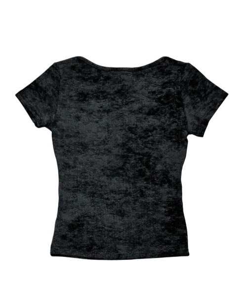 XU(エックスユー)の「【Never mind the XU】marble washed tee / 【ネバーマインド ザ エックスユー】マーブルウォッシュドヘンリーネックプリント半袖Tシャツ(Tシャツ/カットソー・レディース・ブラック/チャコール/ホワイト×グレー・ONE SIZE)」の7枚目の写真