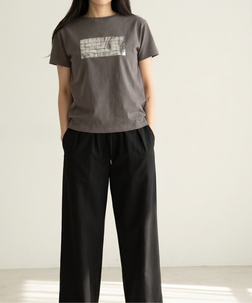 Per sist ence(パーシエンス)の「綿天竺コンパクト柄箔Tシャツ(Tシャツ/カットソー・レディース・ホワイト系3/ホワイト系1/ホワイト系2/グレー系2/グレー系3/グレー系1・ONE SIZE)」の20枚目の写真