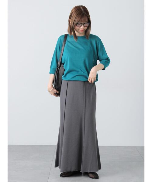 Lugnoncure（ルノンキュール）の「【接触冷感】クルーネックハーフスリーブニット（ニット/セーター・レディース・イエロー/ブラック/ブルー/グレー・F）」の14枚目の写真