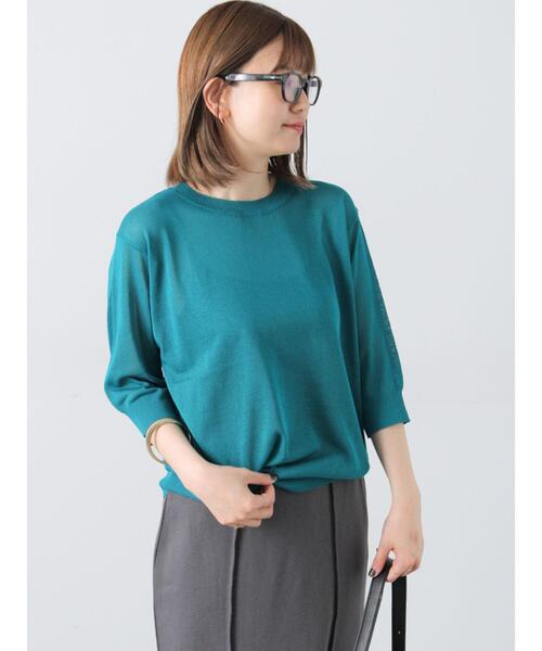 Lugnoncure（ルノンキュール）の「【接触冷感】クルーネックハーフスリーブニット（ニット/セーター・レディース・イエロー/ブラック/ブルー/グレー・F）」の16枚目の写真