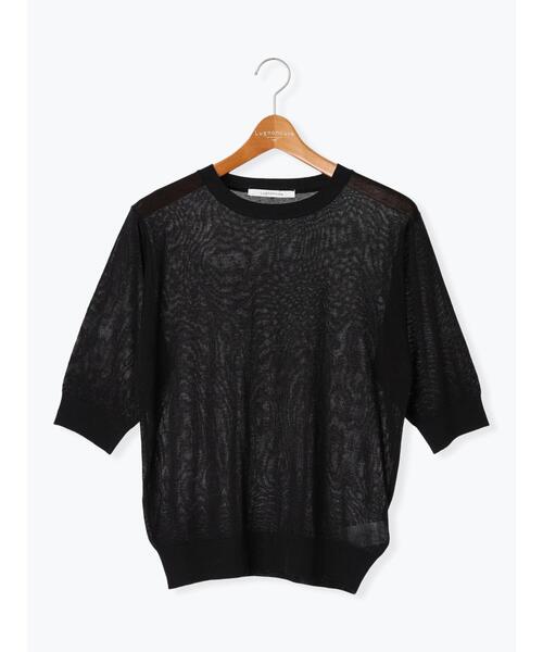 Lugnoncure（ルノンキュール）の「【接触冷感】クルーネックハーフスリーブニット（ニット/セーター・レディース・イエロー/ブラック/ブルー/グレー・F）」の17枚目の写真