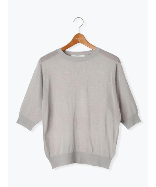 Lugnoncure（ルノンキュール）の「【接触冷感】クルーネックハーフスリーブニット（ニット/セーター・レディース・イエロー/ブラック/ブルー/グレー・F）」の18枚目の写真