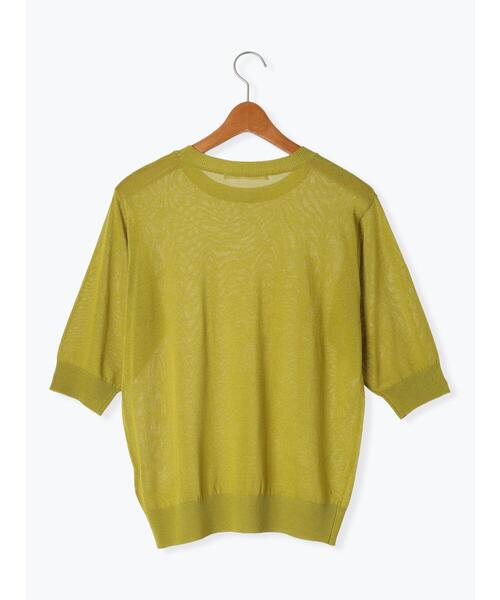 Lugnoncure（ルノンキュール）の「【接触冷感】クルーネックハーフスリーブニット（ニット/セーター・レディース・イエロー/ブラック/ブルー/グレー・F）」の21枚目の写真