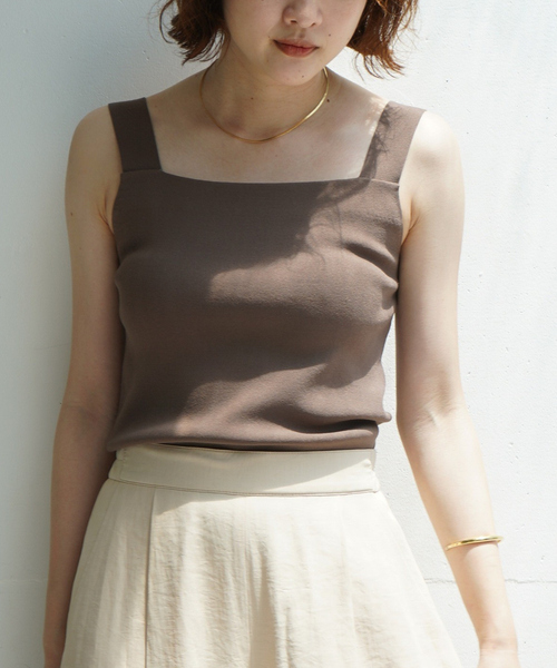 タンクトップ ノースリーブ 「接触冷感」レーヨンストレッチニットノースリーブ/夏服/サマーニット/カセット服/セットアップ対応/ノースリーブトップス 接触冷感】レーヨンストレッチニットノースリーブ/夏服/サマー