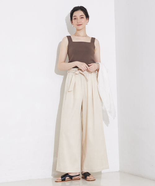 qualite（カリテ）の「【接触冷感】レーヨンストレッチニットノースリーブ/夏服/サマーニット/カセット服/セットアップ対応/ノースリーブトップス（タンクトップ・レディース・ブラウン/その他/チャコールグレー・フリー）」の10枚目の写真