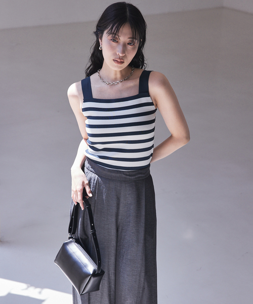 タンクトップ ノースリーブ 「接触冷感」レーヨンストレッチニットノースリーブ/夏服/サマーニット/カセット服/セットアップ対応/ノースリーブトップス 接触冷感】レーヨンストレッチニットノースリーブ/夏服/サマー